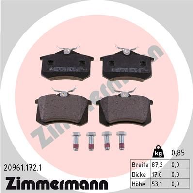 Obrázok Sada brzdových platničiek kotúčovej brzdy ZIMMERMANN  209611721