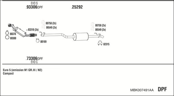 Obrázok Výfukový systém WALKER  MBK007491AA