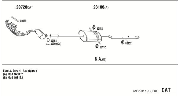 Obrázok Výfukový systém WALKER  MBK018593AC