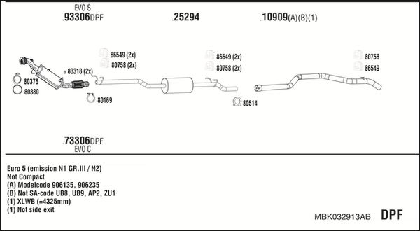 Obrázok Výfukový systém WALKER  MBK032913AB