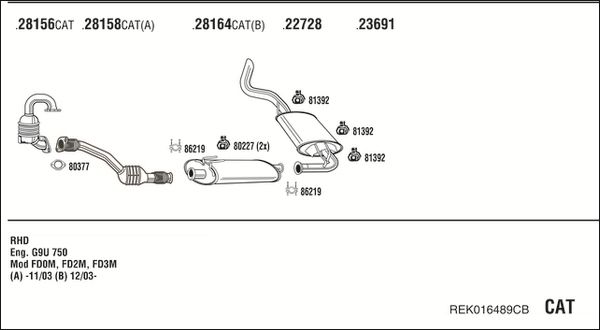 Obrázok Výfukový systém WALKER  REK026545AA