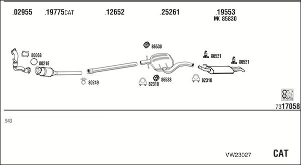 Obrázok Výfukový systém WALKER  VW40182B