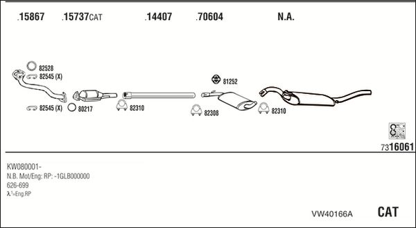 Obrázok Výfukový systém WALKER  VW40166A