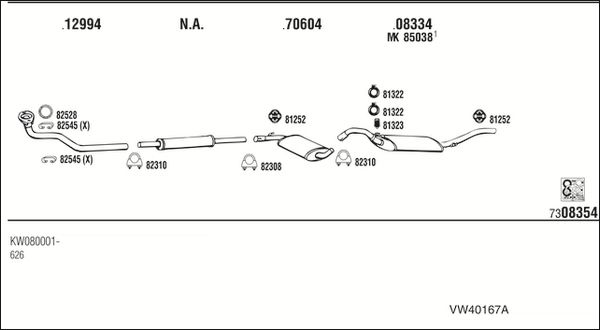 Obrázok Výfukový systém WALKER  VW40167A