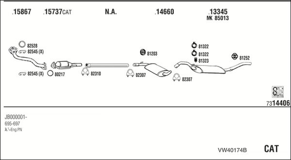 Obrázok Výfukový systém WALKER  VW40174B