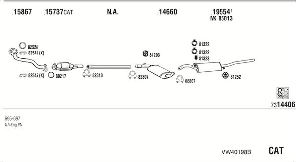 Obrázok Výfukový systém WALKER  VW40198B