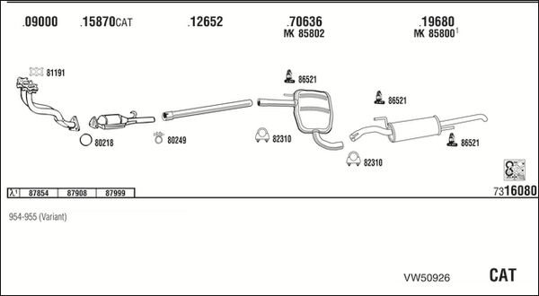 Obrázok Výfukový systém WALKER  VW50926