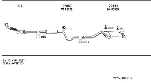 Obrázok Výfukový systém WALKER  VWK018491B
