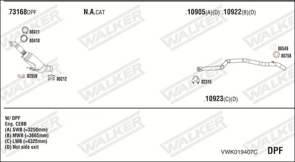Obrázok Výfukový systém WALKER  VWK019407C