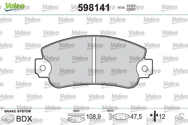 Obrázok Sada brzdových platničiek kotúčovej brzdy VALEO  598141