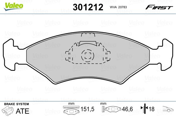 Obrázok Sada brzdových platničiek kotúčovej brzdy VALEO FIRST 301212