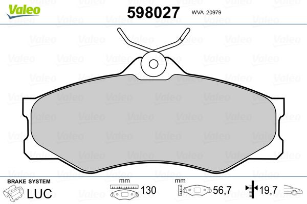 Obrázok Sada brzdových platničiek kotúčovej brzdy VALEO  598027