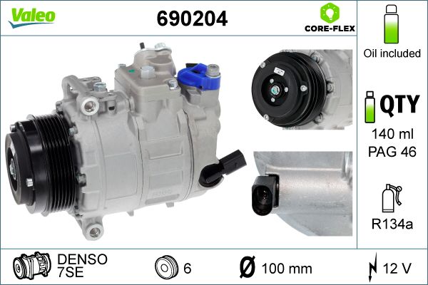 Obrázok Kompresor klimatizácie VALEO  CORE-FLEX 690204