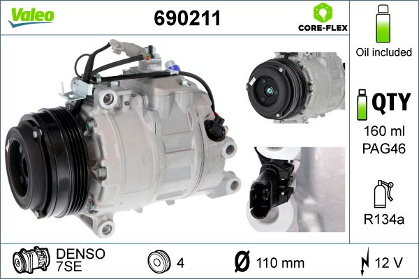 Obrázok Kompresor klimatizácie VALEO  CORE-FLEX 690211