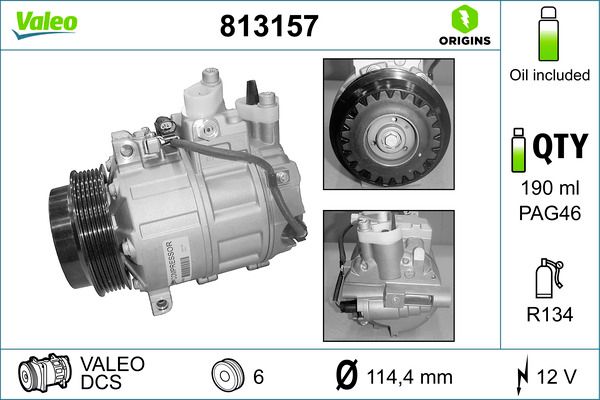 Obrázok Kompresor klimatizácie VALEO  ORIGINS NEW 813157