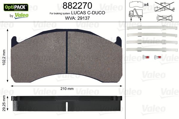 Obrázok Sada brzdových platničiek kotúčovej brzdy VALEO OPTIPACK 882270
