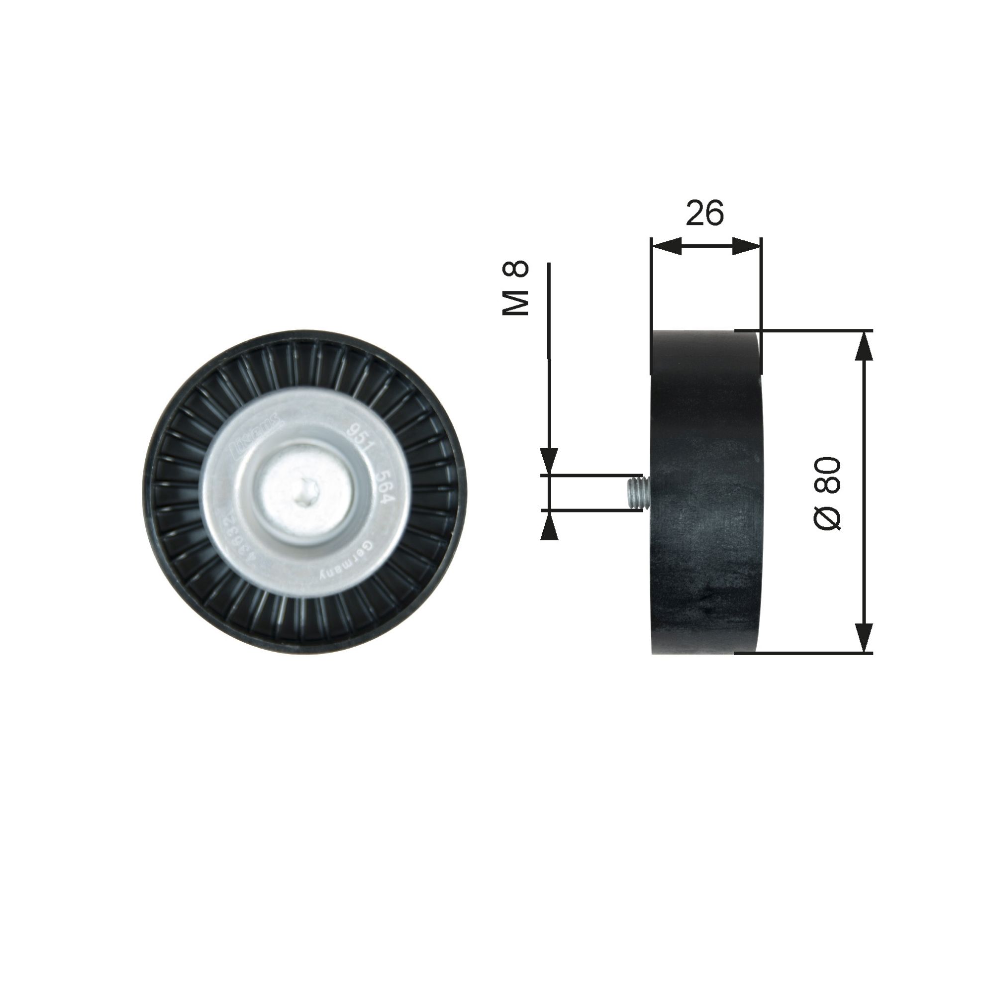 Obrázok Vratná/vodiaca kladka rebrovaného klinového remeňa GATES DriveAlign® T36367