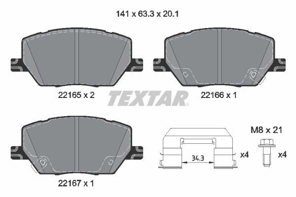 Obrázok Sada brzdových platničiek kotúčovej brzdy TEXTAR Q+ 2216503