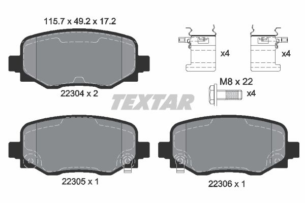 Obrázok Sada brzdových platničiek kotúčovej brzdy TEXTAR Q+ 2230401