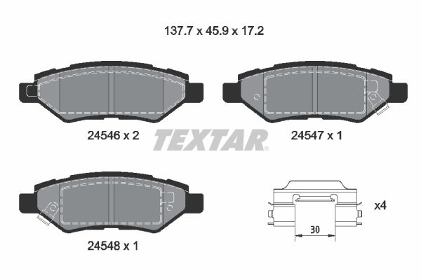 Obrázok Sada brzdových platničiek kotúčovej brzdy TEXTAR  2454601