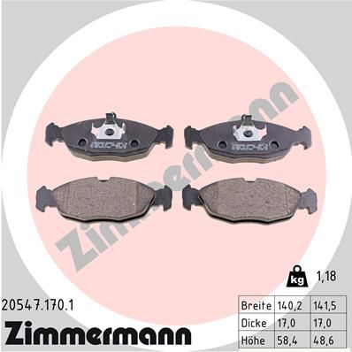 Obrázok Sada brzdových platničiek kotúčovej brzdy ZIMMERMANN  205471701