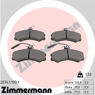 Obrázok Sada brzdových platničiek kotúčovej brzdy ZIMMERMANN  207411901