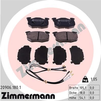 Obrázok Sada brzdových platničiek kotúčovej brzdy ZIMMERMANN  209061801