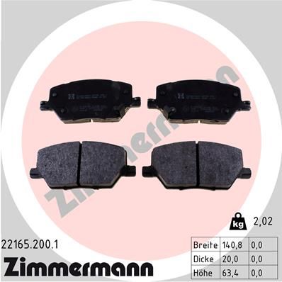 Obrázok Sada brzdových platničiek kotúčovej brzdy ZIMMERMANN  221652001