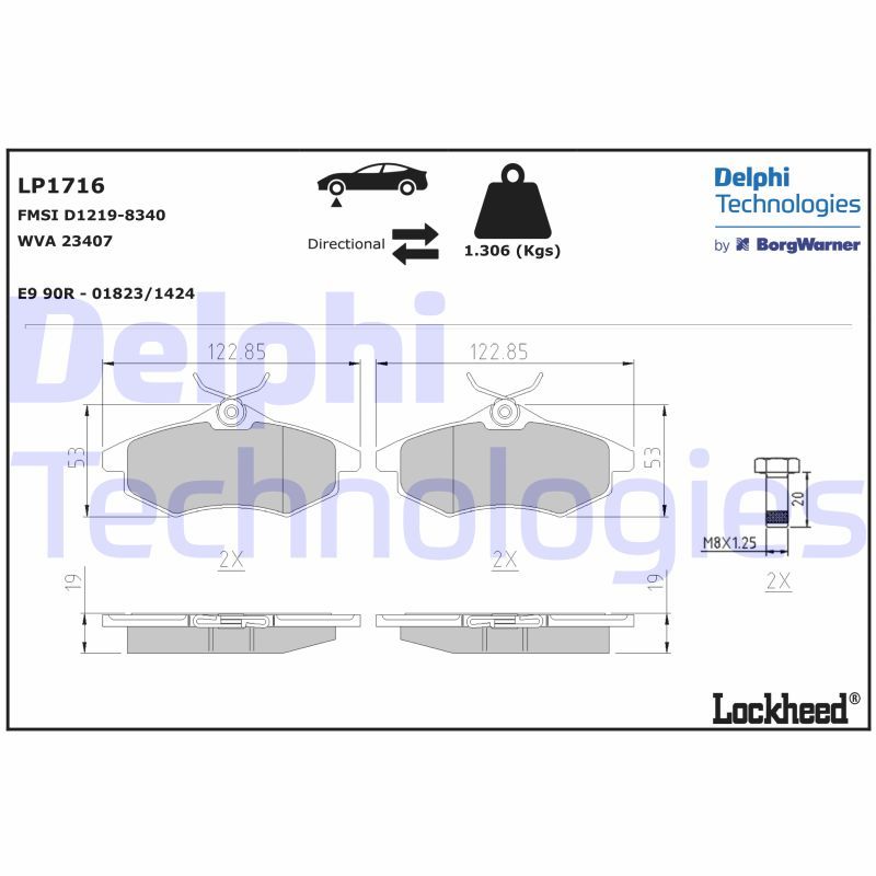 Obrázok Sada brzdových platničiek kotúčovej brzdy DELPHI  LP1716