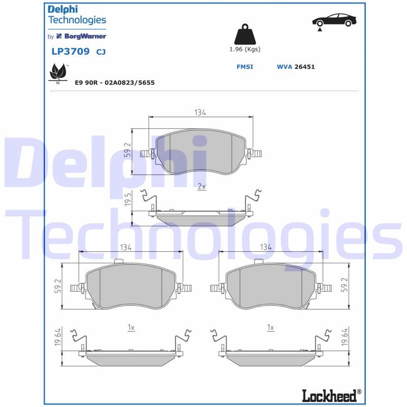 Obrázok Sada brzdových platničiek kotúčovej brzdy DELPHI  LP3709