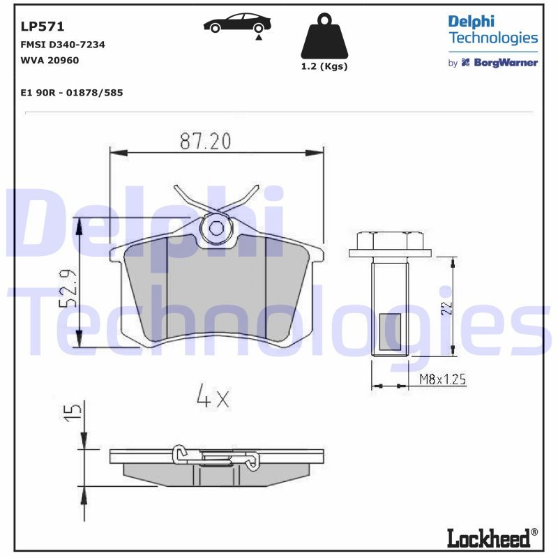 Obrázok Sada brzdových platničiek kotúčovej brzdy DELPHI  LP571