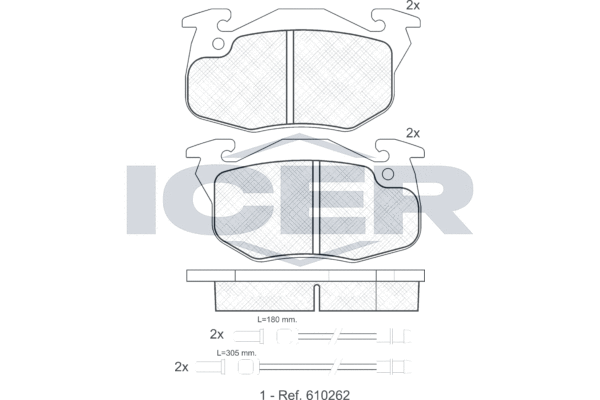 Obrázok Sada brzdových platničiek kotúčovej brzdy ICER  180866