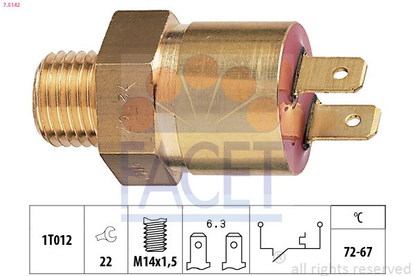 Obrázok Teplotný spínač ventilátora chladenia FACET Made in Italy - OE Equivalent 75142