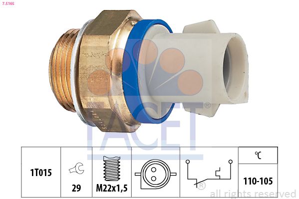 Obrázok Teplotný spínač ventilátora chladenia FACET Made in Italy - OE Equivalent 75165