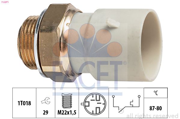 Obrázok Teplotný spínač ventilátora chladenia FACET Made in Italy - OE Equivalent 75271