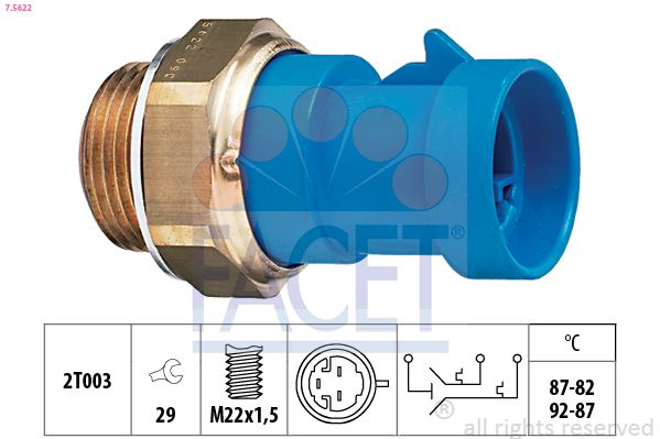 Obrázok Teplotný spínač ventilátora chladenia FACET Made in Italy - OE Equivalent 75622