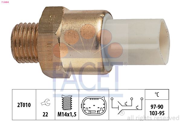 Obrázok Teplotný spínač ventilátora chladenia FACET Made in Italy - OE Equivalent 75684