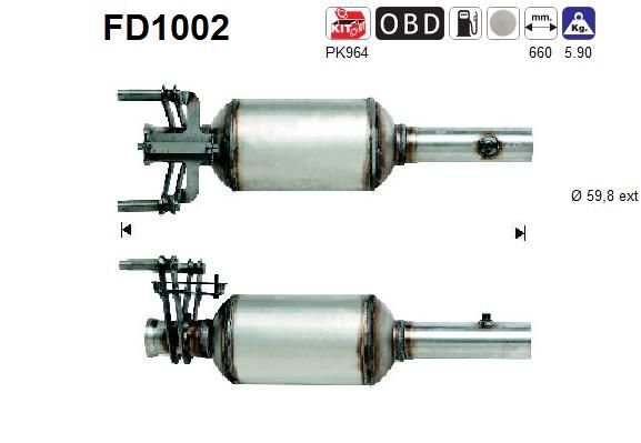 Obrázok Filter sadzí/pevných častíc výfukového systému AS  FD1002