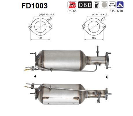 Obrázok Filter sadzí/pevných častíc výfukového systému AS  FD1003