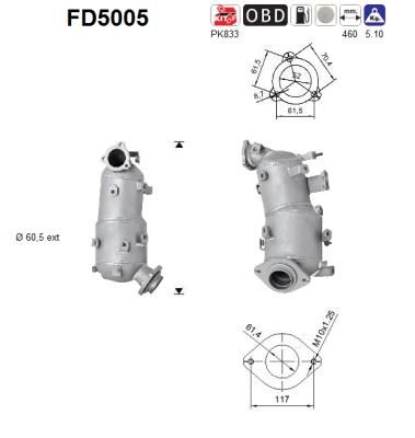 Obrázok Filter sadzí/pevných častíc výfukového systému AS  FD5005
