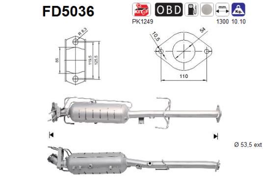 Obrázok Filter sadzí/pevných častíc výfukového systému AS  FD5036