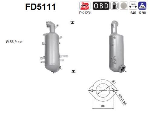 Obrázok Filter sadzí/pevných častíc výfukového systému AS  FD5111