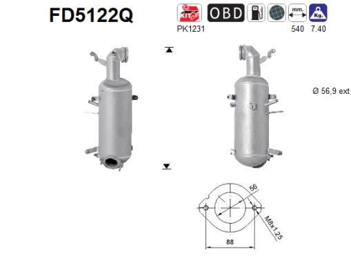 Obrázok Filter sadzí/pevných častíc výfukového systému AS  FD5122Q