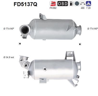 Obrázok Filter sadzí/pevných častíc výfukového systému AS  FD5137Q