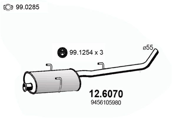 Obrázok Stredný tlmič výfuku ASSO  126070