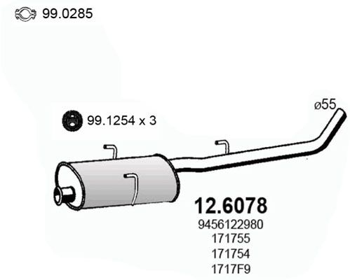 Obrázok Stredný tlmič výfuku ASSO  126078
