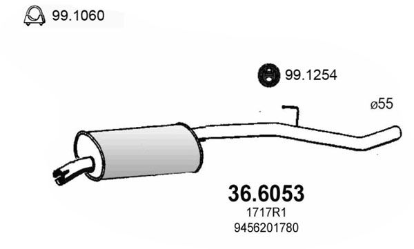 Obrázok Stredný tlmič výfuku ASSO  366053