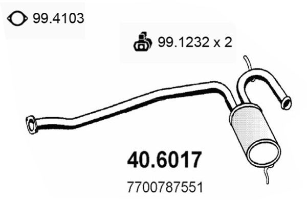 Obrázok Stredný tlmič výfuku ASSO  406017