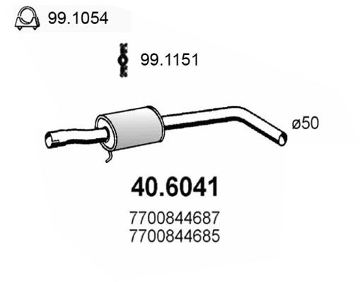 Obrázok Stredný tlmič výfuku ASSO  406041