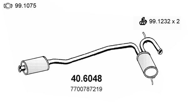 Obrázok Stredný tlmič výfuku ASSO  406048